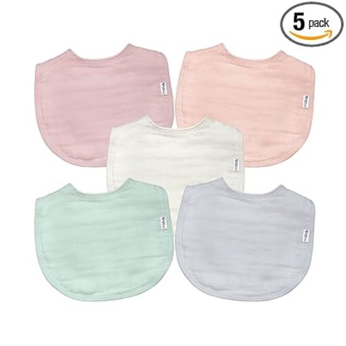 green sprouts Absorbent Organic Cotton Muslin Bibs, 0-12mo Hypoallergenic, STANDARD 100 by OEKO-TEX Certified, Tested for Hormones