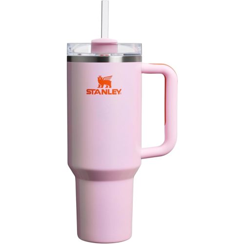 Stanley Quencher H2.0 Tumbler with Handle and Straw 40 oz | Flowstate 3-Position Lid | Cup Holder Compatible for Travel | Insulated Stainless Steel Cup | BPA-Free | Rose Petal Shimmer