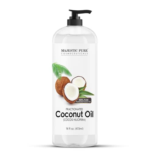 Majestic Pure Fractionated Coconut Oil - Relaxing Massage Oil, Liquid Carrier Oil for Diluting Essential Oils - Skin, Lip, Body & Hair Oil Moisturizer & Softener - 16 fl oz