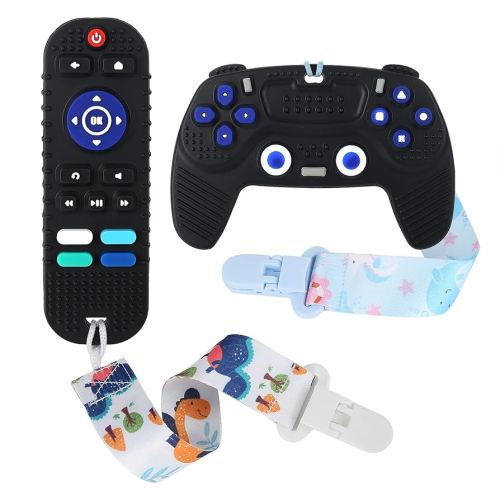 Remote Teether for Baby, 2Pcs Silicone Teething Toys for Infant Toddler 0-12 Months, Game Control Chew Gel Gifts for Newborn Kids/Boy/Girl, BPA Free Freezable Relief Molars Gums Pain