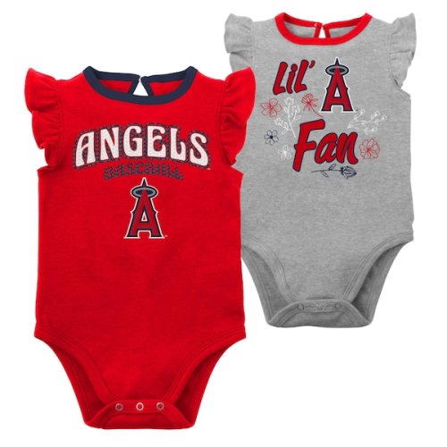 Girls Newborn & Infant Los Angeles Angels Red/Heather Gray Little Fan Two-Pack Bodysuit Set