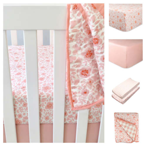 5-Piece Organic Cotton Nursery Gift Set | Sheets, quilt & changing pad covers