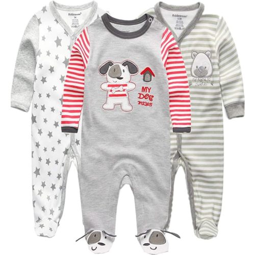 Kiddiezoom Baby and Toddler Boys'Snug Fit Footed Cotton One-Piece Romper Jumpsuit