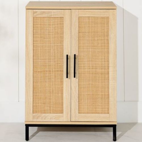Best Choice Products 2-door Natural Rattan 34 X 24in Storage Cabinet For Bathroom, Living, Dining W/ Adjustable Shelves