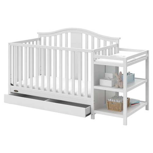 Graco Solano 4-in-1 Convertible Baby Crib and Changer with Drawer, White
