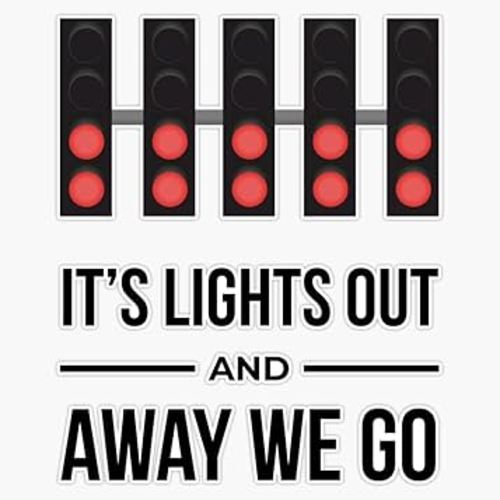 It's Lights Out and Away We Go Bumper Sticker Vinyl Decal 5 inches