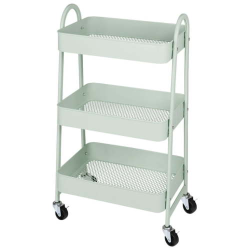 CONCETTA 3 Tier Utility Cart, Metal Storage Organizer Trolley with Mesh Baskets