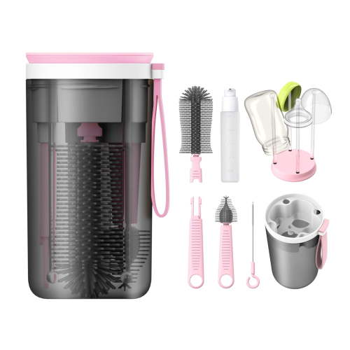 Abanopi Portable Baby Bottle Brush Kit Travel Feeding Bottle Cleaning Set Nursing Bottle Cleaner with Extendable Silicone