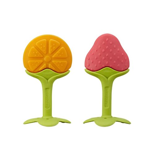 Innobaby Original Teethin Smart EZ Grip Fruit Teether and Sensory Toy for Babies and Toddlers, BPA Free Teether… (Orange&Berry)