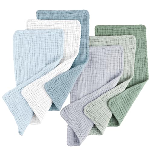 Konssy Muslin Baby Burp Cloths Sets for Unisex- 6 Pack Large 100% Cotton Burping Clothes for Newborn,Baby Girls and Boys