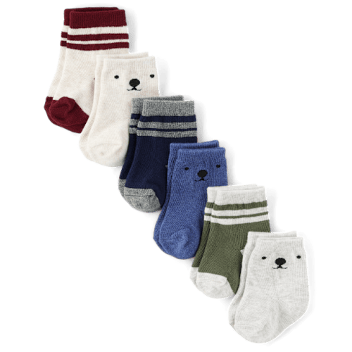 Baby Boys Bear Midi Socks 6-Pack - Multi clr