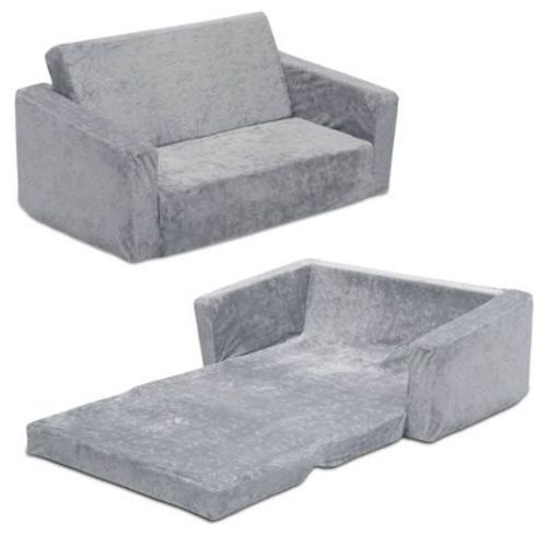 Delta Children Kids' Serta Perfect Sleeper Extra Wide Comfy 2-in-1 Flip Open Convertible Sofa To Lounger - Gray