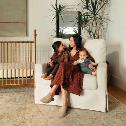 Namesake Crawford Pillowback Chair and a Half Upholstered Swivel Glider & Reviews | Wayfair