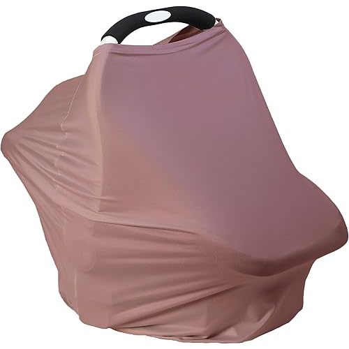 Breathable Car Seat Cover for Babies – Multi-Purpose Soft Rayon Nursing Cover for Breastfeeding, High Stretchy Infant Carseat Canopy, Stroller Cover (Smooth Rayon, Blush)
