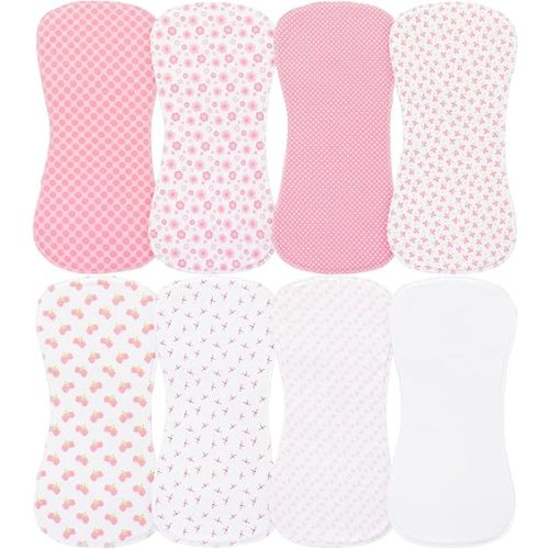 8 Pack Baby Burp Cloths, Unisex for Boys and Girls, Super Absorbent and Soft Towel,Solid Color (Pink-qt)