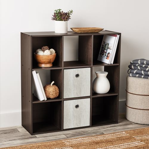 Mainstays 11" 9-Cube Storage Organizer, Espresso
