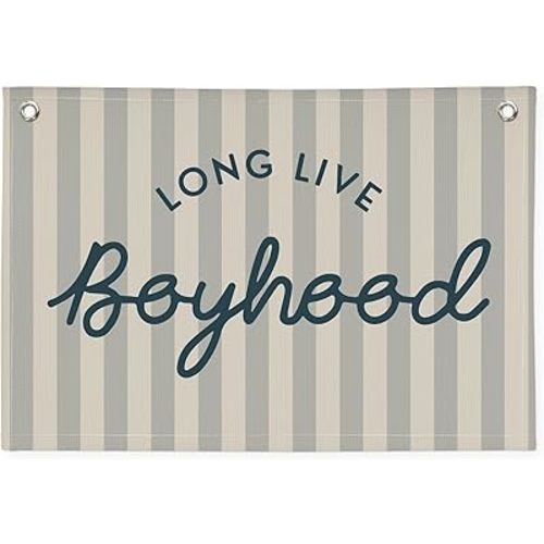 Long Live Boyhood Banner Boy Room Decor, Banner Flag Nursery Playroom Wall Decor for Boys Bedroom Living Room Dorm Toddler Decorations Teen Boy Room Kid Banners Wall Hanging Linen Flag30x20