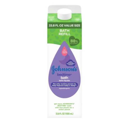 Johnson's Bedtime Bath with Relaxing & Soothing NaturalCalm Aromas, Hypoallergenic, Gentle & Tear-Free Nighttime Bubble Bath for Babies & Kids, Value Size Refill, 33.8 fl. Oz - Lavender - 33.8 Fl Oz (Pack of 1)