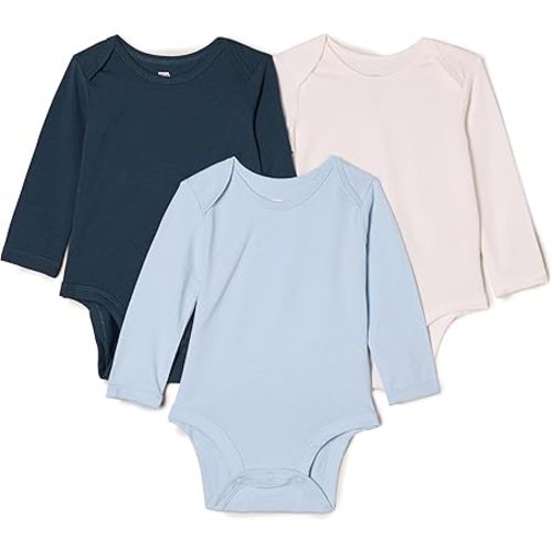 Amazon Essentials x Sofia Grainge Unisex Babies' Long Sleeve Crew Neck Bodysuit, Pack of 3