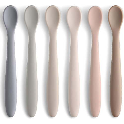 6-Piece Silicone Feeding Spoons for First Stage Baby and Infant, Soft-Tip Easy on Gums I Training Spoon | Baby Utensils Feeding Supplies, Dishwasher & Boil-proof