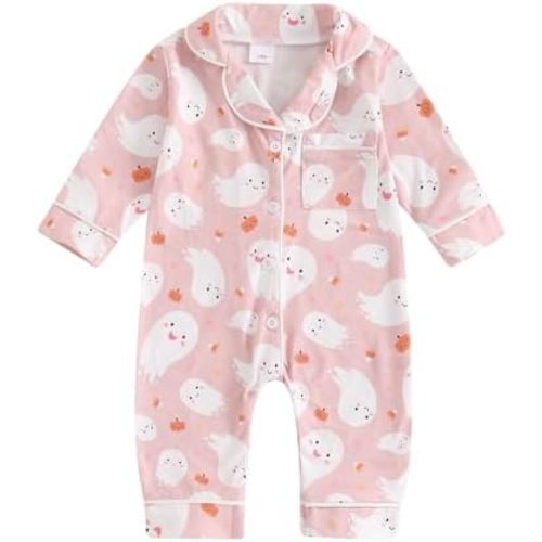 Balaflyie Baby Girl Button Down Pajamas Romper One-Piece Jumpsuit Long Sleeve Sleeper Infant Sleepwear