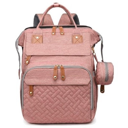 Itopfox Baby Diaper Backpack with Changing Station, Large Capacity Waterproof Diaper Bag for Parents, USB Port & Stroller Straps, Pink