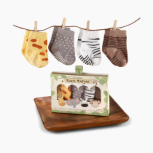 Baby Aspen "Sock Safari" Four-Pair Animal-Themed Sock Set - Multi