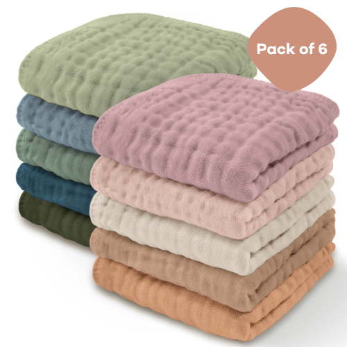 Baby Washcloths, Muslin Cotton Baby Towels, Large 10”x10” Wash Cloths Soft on Sensitive Skin, Absorbent for Boys & Girls, Newborn Baby & Toddlers Essentials Shower Registry Gift (Multi, Pack of 10)
