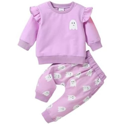 Toddler Baby Girl Halloween Outfit Pumpkin Crewneck Sweatshirt Long Sleeve Shirt Pants Newborn Fall Clothes