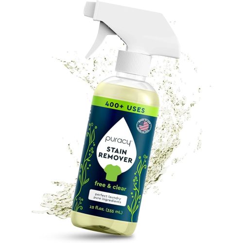 Puracy Stain Remover - Cleaning Spray, Clothes Stain Remover for Clothes, Laundry Stain Remover Spray for Clothes, Travel Stain Remover, Oil Stain Remover - Natural Spot Cleaner, 12 oz
