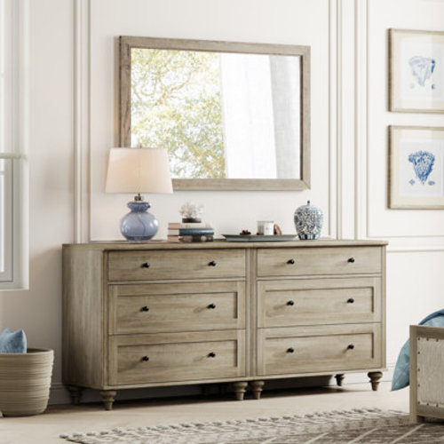 Charlton Home® Scarlett Dresser For Bedroom With 6 Drawers, Mid Century Modern Wooden Closet Storage Organizer & Reviews | Wayfair