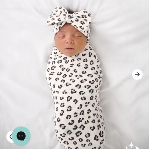 Luxe Leopard Swaddle & Luxe Bow Headband Set | Little Sleepies