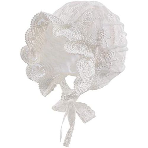 Baby Girl Bonnet Eyelet Lace Cotton Christening Bonnet Toddler Handmade Beanie Sun Protection Hat
