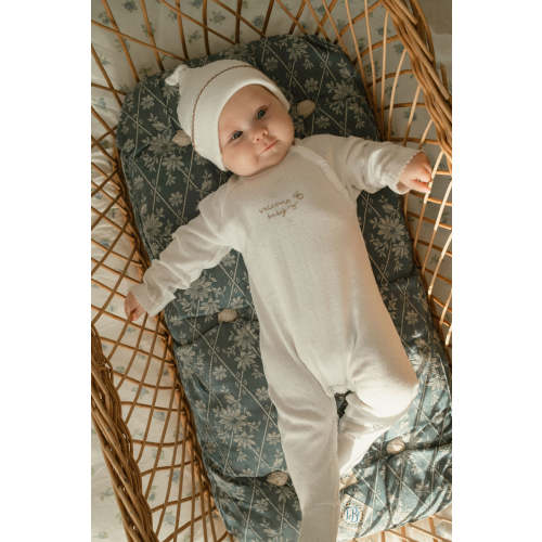 Welcome Baby Pointelle Sleepsuit & Hat Set – Oat & Marl