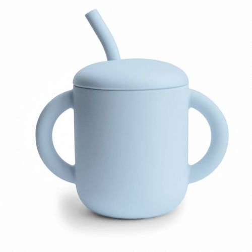 Silicone Training Cup + Straw Powder Blue One Size