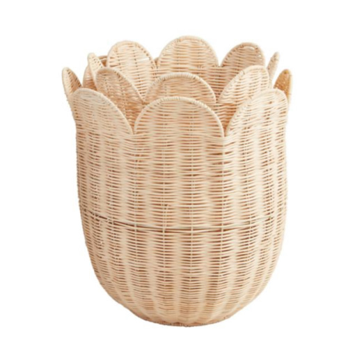 Scallop Rattan Woven Wicker Baskets | Mud Pie