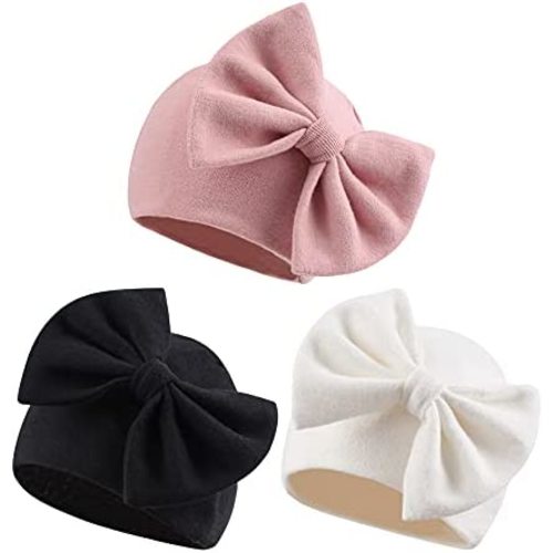 Newborn Baby Girl Hat Cotton Baby Bow Beanie Preemie Hats Spring Infant Hats for Girls 0-12 Months