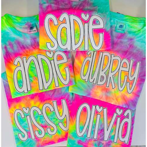 Neon Tie Dye Glitter Applique Tee