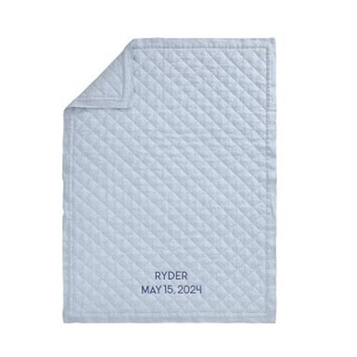 European Linen Baby Quilt, Chambray Blue, 36"W x 50"L