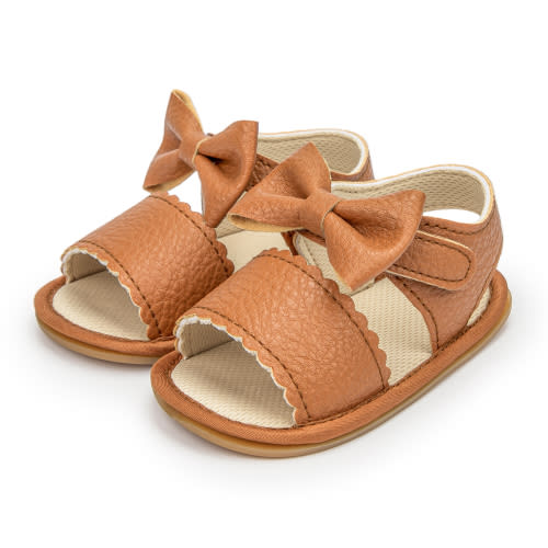 Meckior Baby Girls Sandals Rubber Sole Infant Summer Dress Shoes for First Walker 0-18 Months