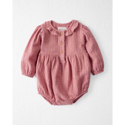 Baby Organic Cotton Gauze Ruffle Bubble in Dark Blush - Little Planet | Carter's
