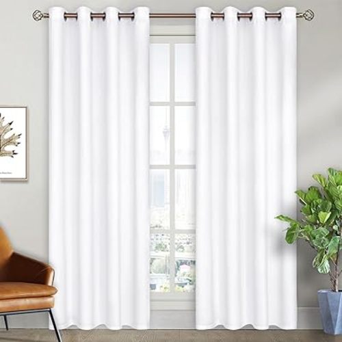 BGment Room Darkening Curtains 84 Inches Long - Grommet Thermal Insulated Drapes Window Treatment Curtains for Bedroom, 2 Panels, 52 x 84 Inch, Pure White