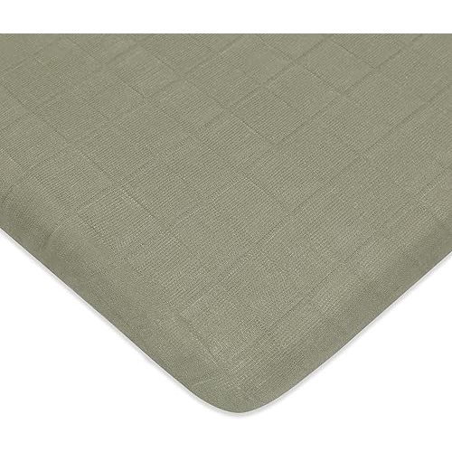 Babyletto 100% Organic Cotton All-Stages Midi Crib Sheet, GOTS-Certified, Fitted 360°, Ultra-Soft and Breathable Muslin - Matcha Green | Ultra-Soft, Breathable Muslin, Fitted 360°, GOTS-Certified, All-Stages