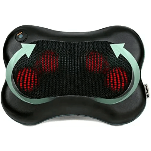 Zyllion Shiatsu Back and Neck Massager - 3D Kneading Deep Tissue Massage Pillow with Heat for Muscle Pain Relief, Chairs and Cars - Black (ZMA-13-BK)