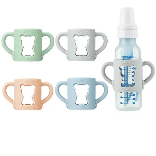 PandaEar 4 Pack Silicone Baby Bottle Handles Compatible with Dr Brown 8 oz/250 ml Narrow Baby Bottles, Baby Feeding Bottle Holder Grips
