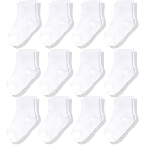 CozyWay Crew Cotton Toddler Socks - 12 Pack Stretch Boys and Girls Socks For All Day Comfort - Newborn, Infant and Baby Socks