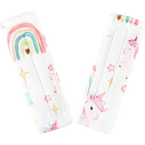 Baby Car Seat Strap Cover 2 Pack Unicorn Car Seat Straps Shoulder Pads, Seat Belt Cushions Pads for Infant Car Seats, Stroller, Pushchair