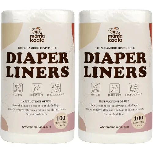 Mama Koala Disposable Natural Diaper Liners for Cloth Diapers, 200 Sheets (2 Pack)