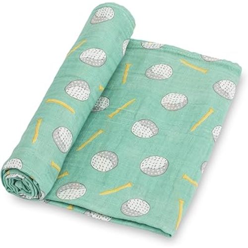Swaddle Blanket 100% Cotton, Soft Muslin Swaddle Blankets, 47 x 47 inches Baby Swaddles for Boys and Girls, Lightweight Baby Blanket, Baby Essentials, Registry (Golf Balls Print)