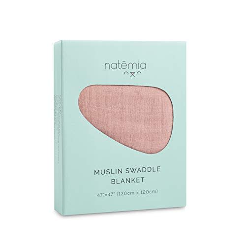 Natemia Baby Muslin Swaddle Blanket (Rose) - Silky Soft, Gentle Receiving Blankets for Newborns, Boys, Girls - Versatile, Breathable, Skin-Friendly, Machine-Washable - Baby Shower Registry Essential